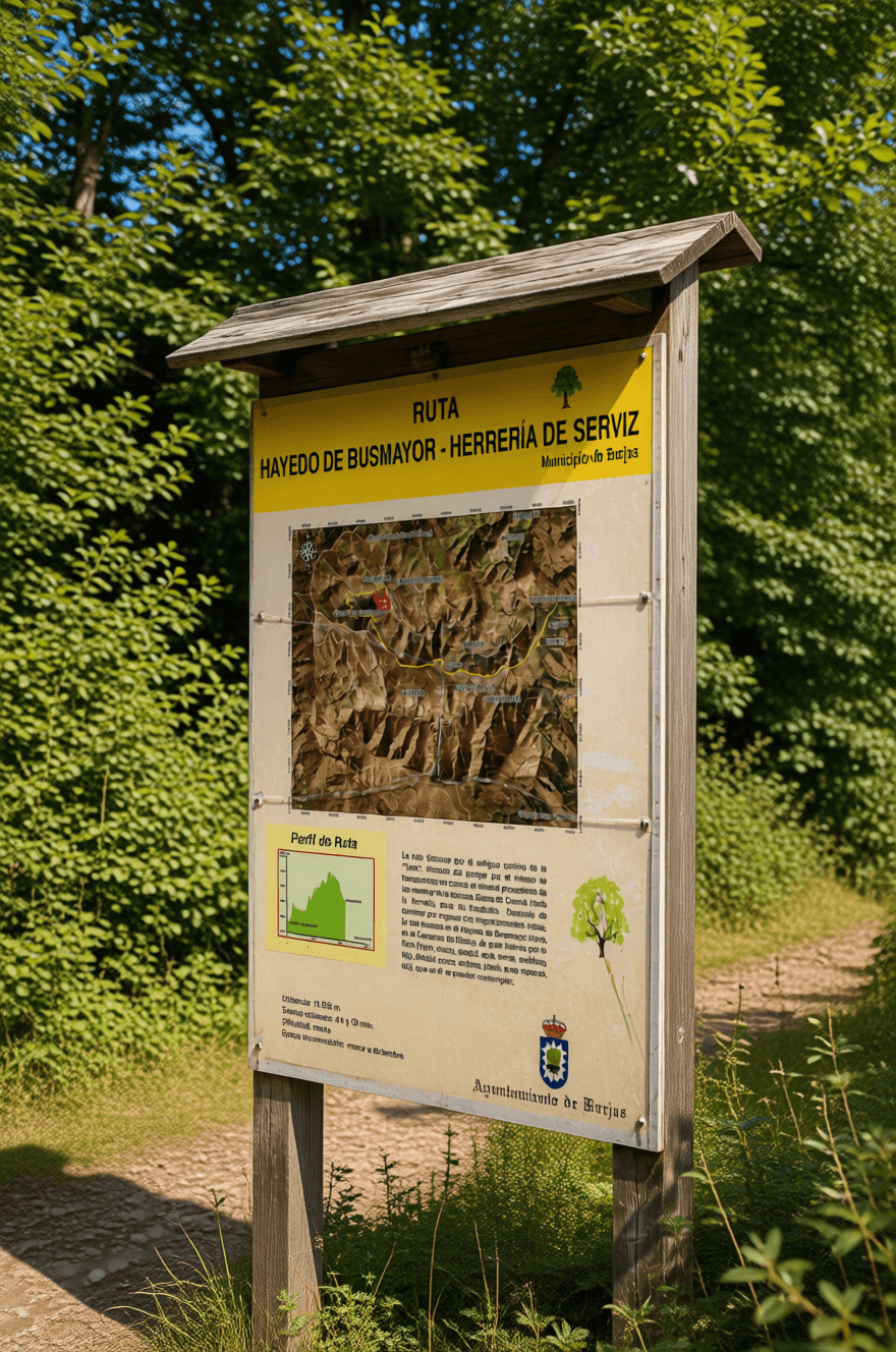 Cartel indicador ruta del hayedo de Busmayor